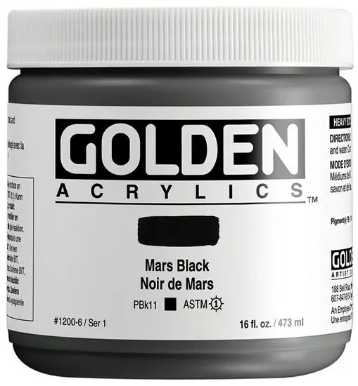 Heavy Body Acrylic Paint – Mars Black, 16 Oz Studio Grade 1