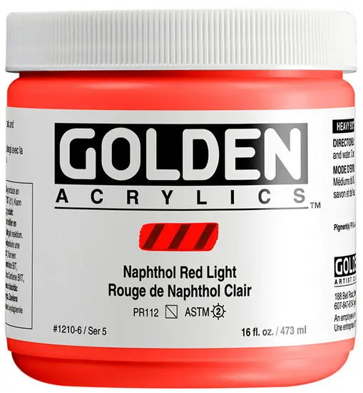Heavy Body Acrylic Paint: Naphthol Red Light – 16 Oz (473Ml) 1