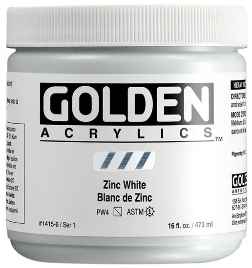 Heavy Body Acrylic Paint – Zinc White, 16 Oz (473 Ml) 1
