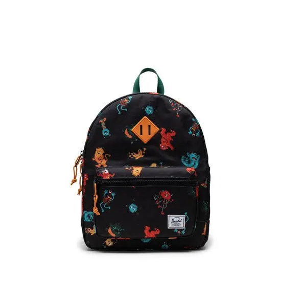 Heritage Youth Backpack – Black With Monster-Themed Design 1