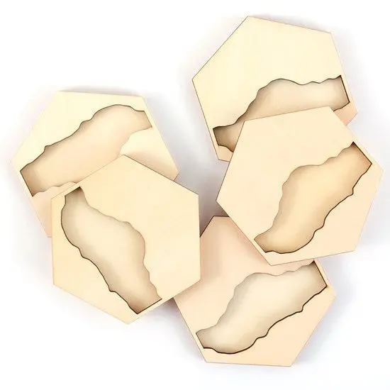 Hexagonal Resin Coaster Set – 5-Piece, Handcrafted Finish 1