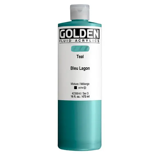 High-Flow Acrylic Fluid Paint In Teal – 16Oz Bottle, Series 3 1