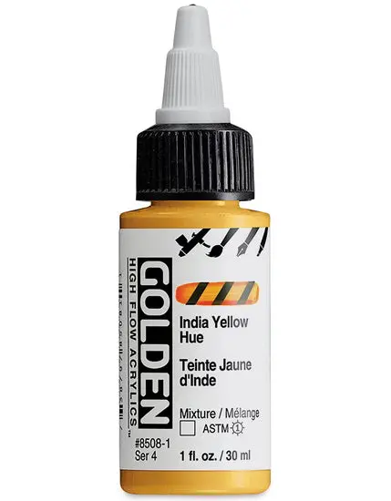 High-Flow Acrylic Paint – 1 Oz Indian Yellow Hue, Vibrant & Blendable, Series 4 1