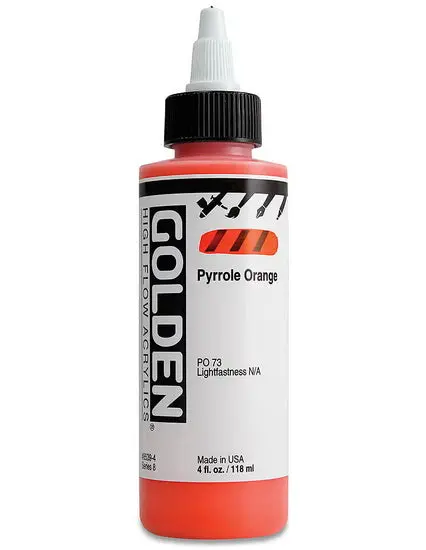 High-Flow Acrylic Paint – 4 Oz Pyrrole Orange (Series 8) 1