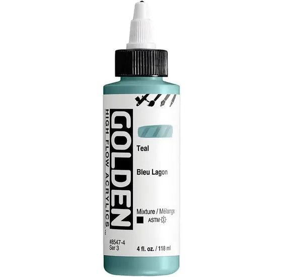 High-Flow Teal Acrylic Paint – Fluid Consistency, 4Oz (118Ml), Series 3 1