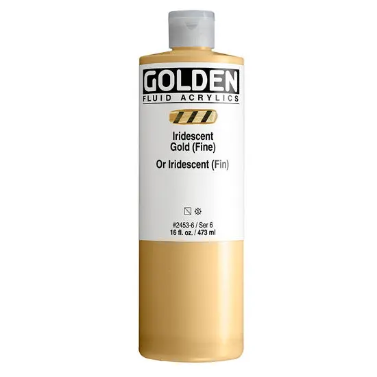 Iridescent Gold Fluid Acrylic Paint – 16 Oz Metallic Artist Grade 1