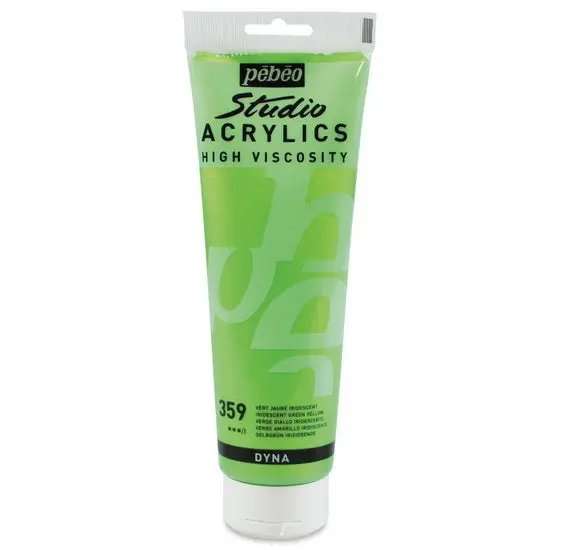 Iridescent Yellow-Green Acrylic Paint, Studio Grade, 250Ml 1