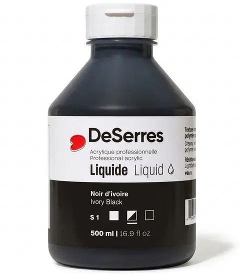 Ivory Black Liquid Acrylic Paint – Series 1, 500 Ml Bottle 1