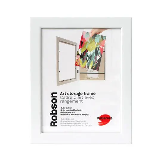 Kids’ Art Frame With Built-In Storage – White, 8.5×11 Inch 1