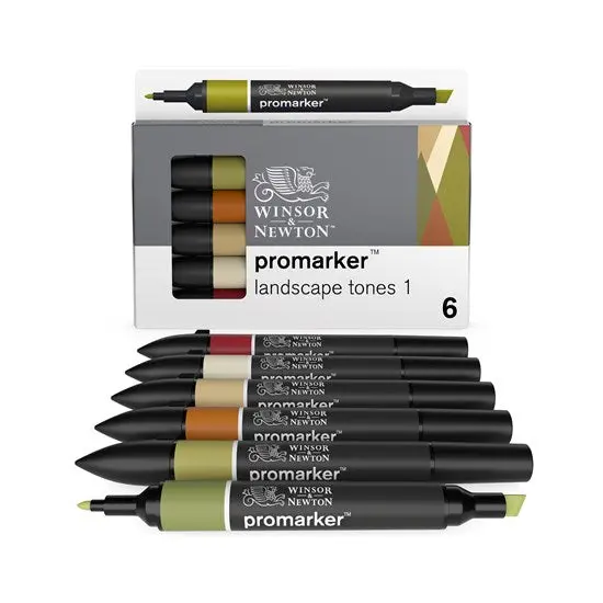Landscape-Themed Dual-Tip Promarker Set – 6 Colors 1