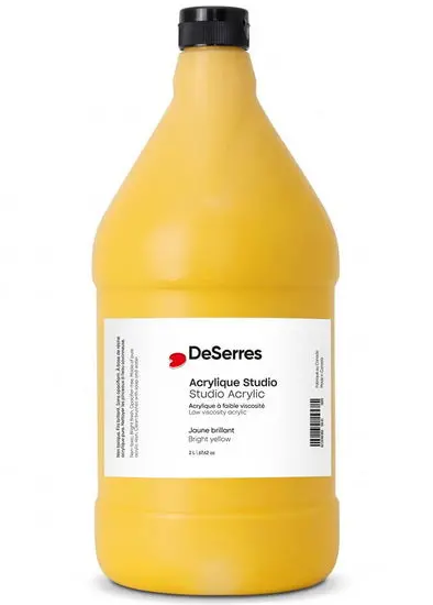 Large-Format Acrylic Paint – 2-Liter Bulk Bottle, Bright Yellow, Low-Viscosity 1