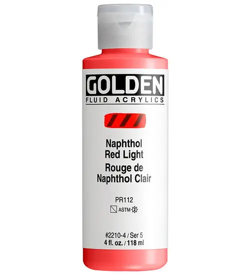 Light Naphthol Red Fluid Acrylic – 4 Oz High-Flow Consistency 1