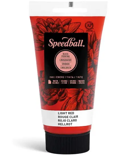 Linocut Printing Ink – Light Red Shade, 8 Oz (237 Ml) Oil-Based Relief Ink 1