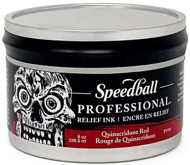 Linocut Relief Printing Ink – Quinacridone Red, 8 Oz Jar 1
