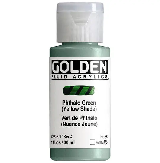 Liquitex Acrylic Fluid Paint – Phthalo Green (Yellow Shade), 1Oz, S4 Grade 1