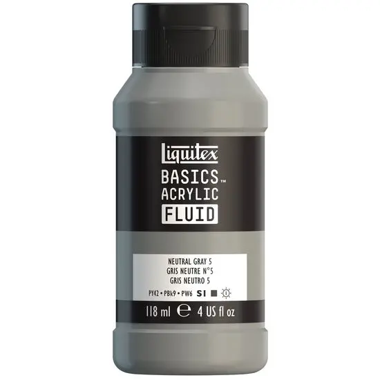 Liquitex Basics Fluid Acrylic In Neutral Gray 5 – 4 Oz Bottle 1