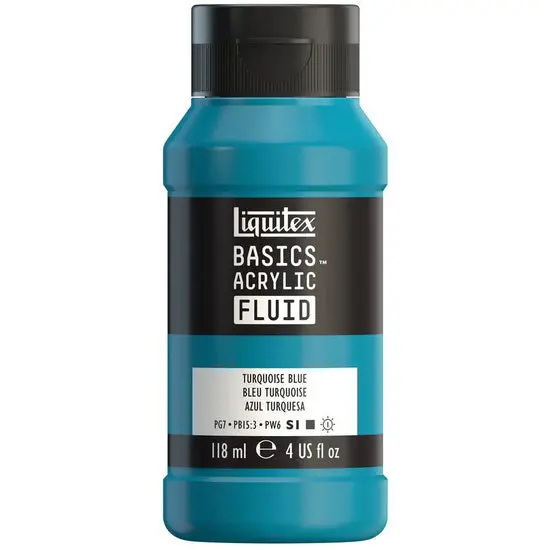 Liquitex Basics Fluid Acrylic Paint – Turquoise Blue, 4 Oz 1