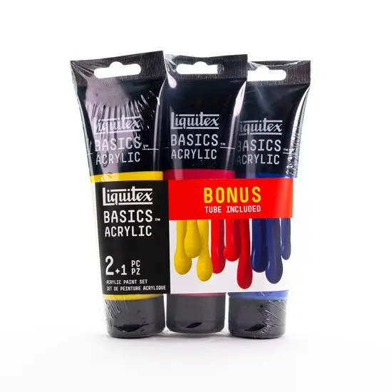 Liquitex Basics Primary Acrylic Set – 3 X 118 Ml Tubes (Red, Yellow, Blue) 1