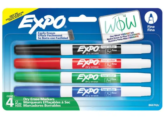 Low-Odor Dry-Erase Marker Set – 4-Piece Assortment 1
