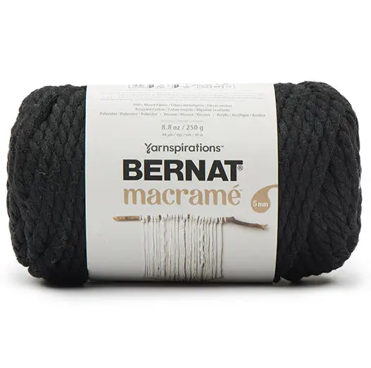 Macramé Cord – #6 Natural Cotton Yarn, Black (250G) 1