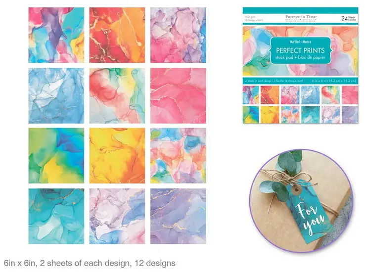 Marbled Paper Pad – 6×6 Inch, 24 Sheets, Heavyweight Craft Paper 1