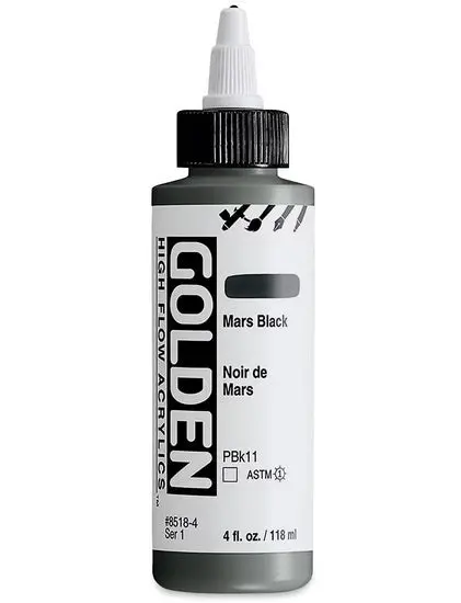 Mars Black High-Flow Acrylic Ink – 4 Oz Intense Matte Pigment 1