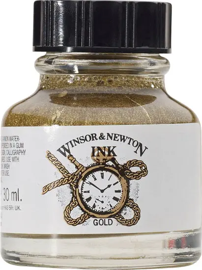 Metallic Drawing Ink – Gold Finish – 30Ml Refillable Bottle 1