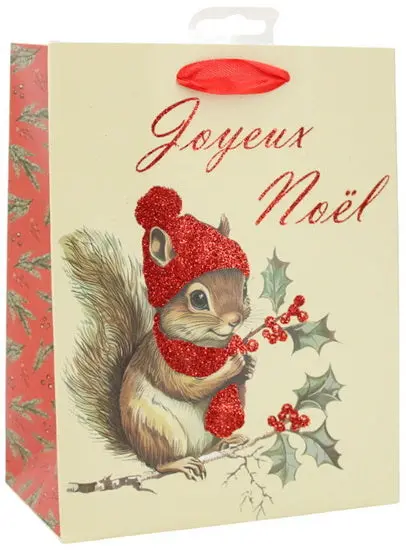 Mini Christmas Squirrel Gift Bag – French Design 1