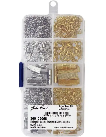 Mixed Metal Jewelry Findings Assortment – 320-Piece Gold & Silver Set 1