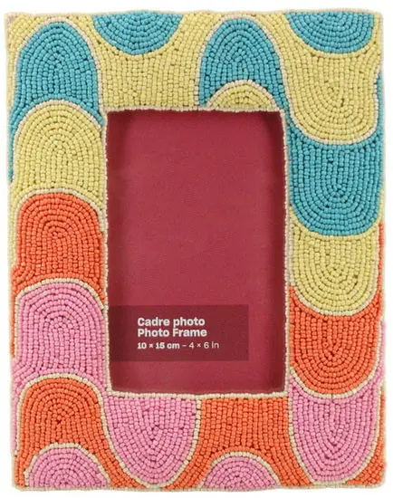 Multicolored Glass-Beaded Hand-Embroidered Photo Frame 1