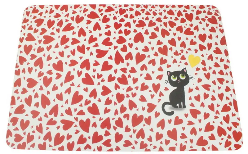 Napperon Table Mat – Black Cat & Heart Pattern, Stylish & Practical 1