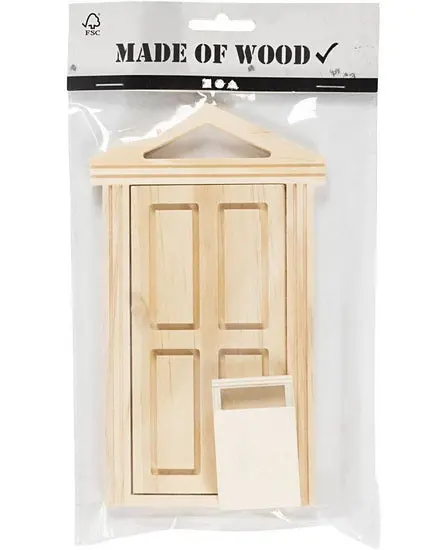 Natural Wood Exterior Door Kit – Includes Cornice & Mailbox 1