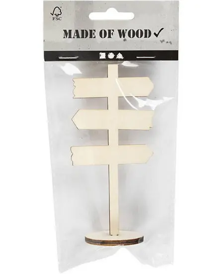 Natural Wood Standing Signpost – 12Cm Tall Display Stand 1