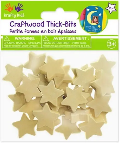 Natural Wooden Star Shapes – Pack Of 30 Craft Cutouts 1