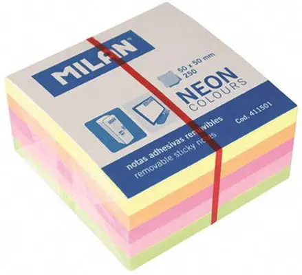 Neon Sticky Notepad Pack – 250 Sheets, 5×5 Cm 1