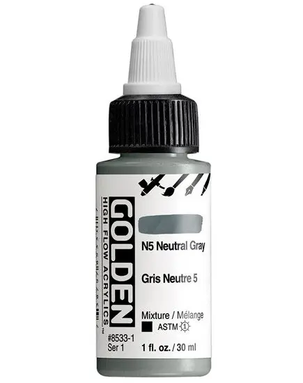 Neutral Gray #5 Acrylic High Flow Paint – 1 Oz, Thin Consistency For Detailing 1
