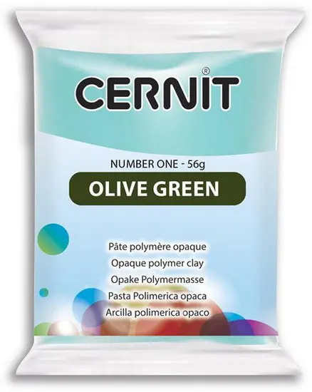 Number One Polymer Clay – Opaque Olive Green, 56 G Block 1