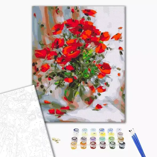 Oil Poppies Paint-By-Numbers Kit – Pre-Numbered Canvas Art Set 1