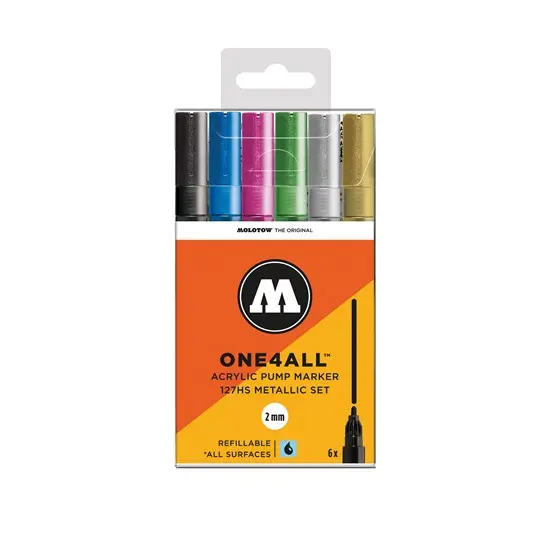 One4All Metallic Marker Set, 6-Piece, 2Mm Bullet Tips 1