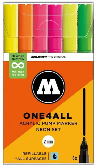 One4All Neon Marker Set – 6 Vibrant Highlighters, 127Hs Tips 1