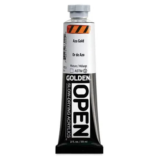 Open Acrylic Paint – Azo Gold, Slow-Drying Formula, 2Oz 1