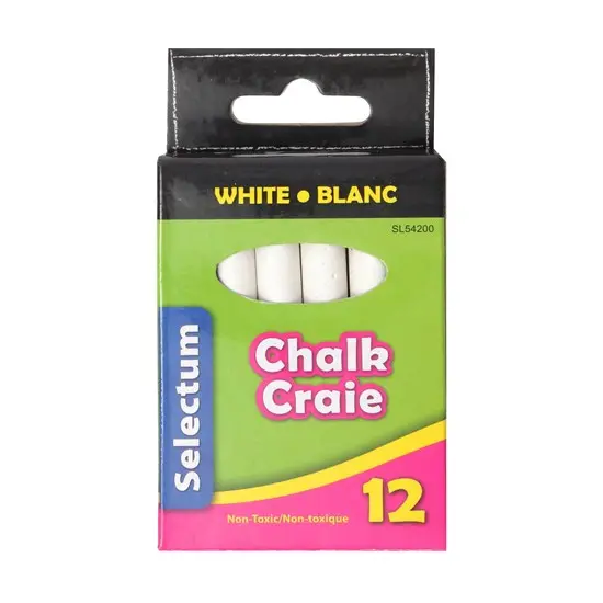 Pack Of 12 White Chalk Sticks 1