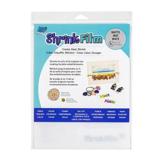 Pack Of 6 Matte Shrink Film Sheets – 8.5×11 Inches 1