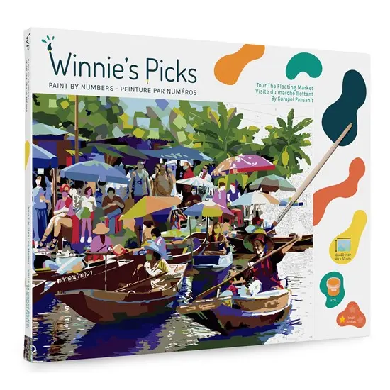 Paint-By-Numbers Kit – ‘Tour Of The Floating Market’ Scene (Canvas Included) 1