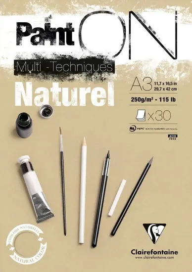 Paint’On Natural Mixed Media Pad – Glued Binding, 11.7 × 16.5 Inches 1