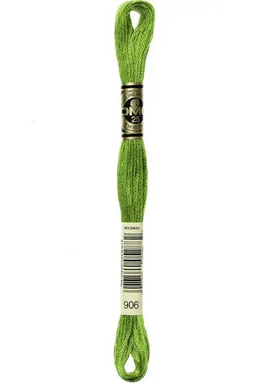Parrot Green Embroidery Floss – Mercerized Cotton, Size 906 1