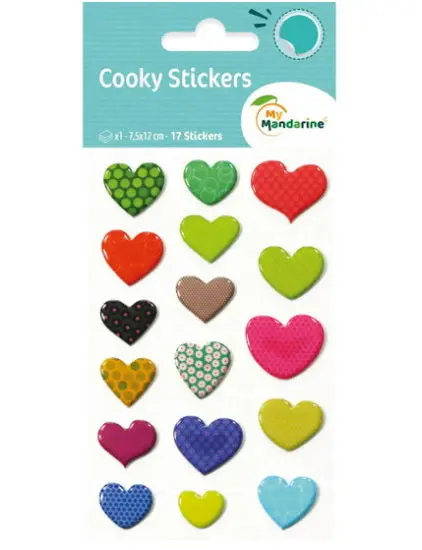 Patterned Heart-Shaped Cookie Stickers 1