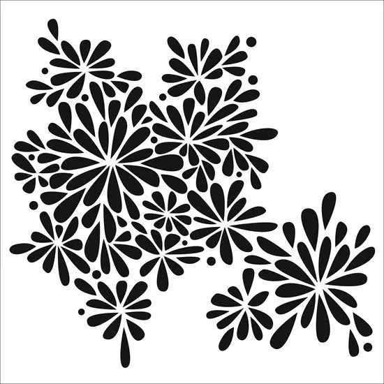 Petal Splash Stencil Design – 6×6 Inch Reusable Craft Template 1