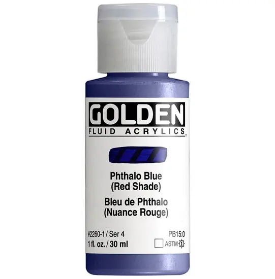 Phthalo Blue (Red Shade) Fluid Acrylic – 1 Oz (S4) 1