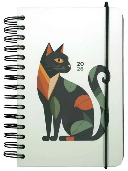 Pigma Cat Spiral-Bound Weekly Planner 2026 – One Entry Per Day 1